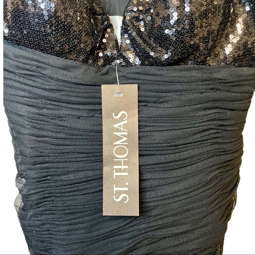 BASIX II Black Sequin Dress with Net Rousch Waist - Picture 5 of 7